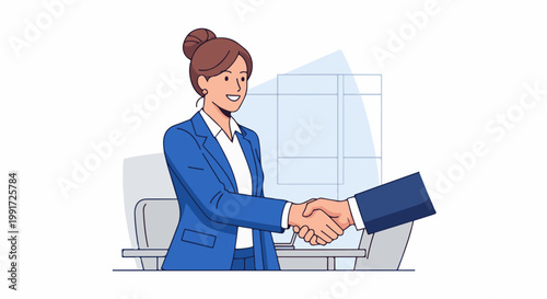 Two professionals shake hands, symbolizing agreement and a successful business partnership