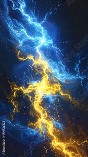 A vibrant, abstract depiction of electric discharges