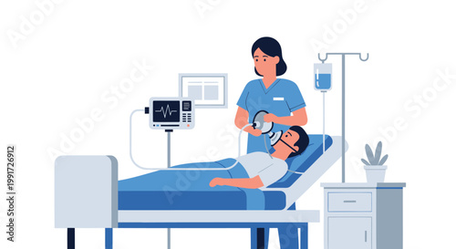 Hospital room, medical care, healthcare worker, patient, nursing