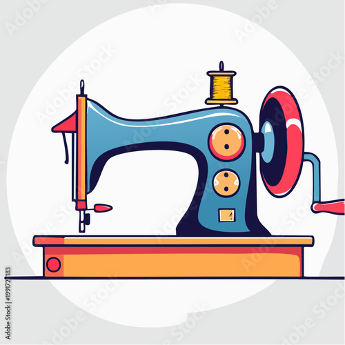 Vintage Sewing Machine Illustration