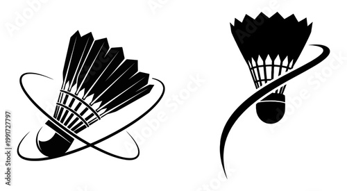 Badminton Shuttlecock Spin Dynamics in Minimalist Vector Art