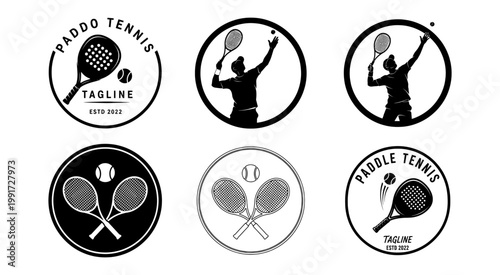 Elegant Paddle Tennis Badge and Logo Design Collection in Minimalist Vector Style