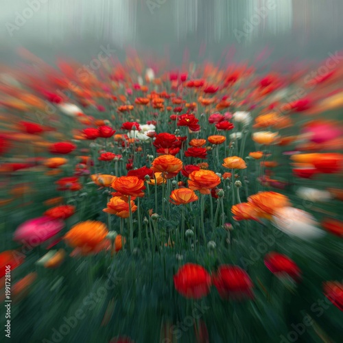 Blurry flower field