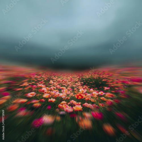 Blurry flower field