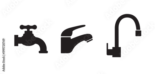 Set of water tap silhouettes