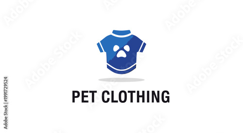 Blue Pet Clothing Logo with Paw Print Design for Branding.