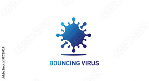 Blue Virus Logo Design on White Background for Health.