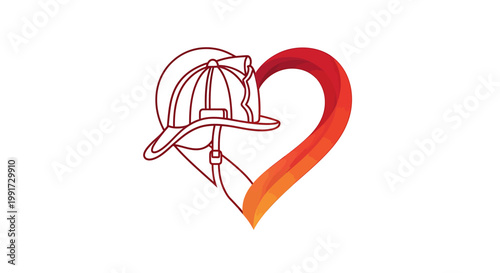 Powerful graphic combining a firefighter's helmet and a vibrant gradient heart, symbolizing profound courage, dedication, and the selfless service of fire rescue teams