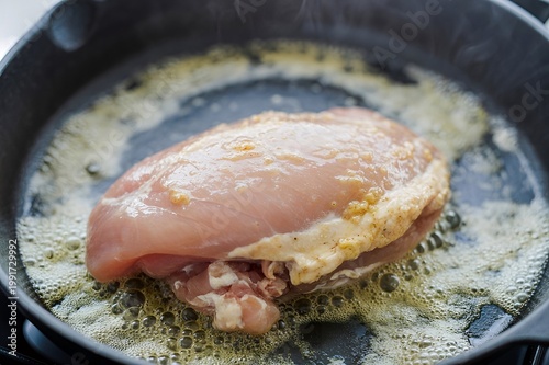 Crispy Roasted Chicken Thighs with Onions and Herbs in Pan