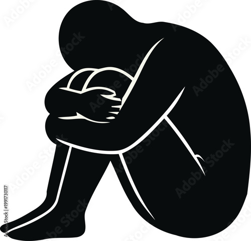 Curled Anxiety Figure: Symbolizing Fear, Panic, and VulnerabilityCurled Anxiety Figure: Symbolizing Fear, Panic, and Vulnerability