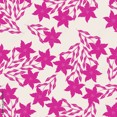 coquette seamless purple and yellow flowers pattern. Delicate petals and vibrant blossoms create an artistic and vintage botanical illustration. pastel flower seamless pattern