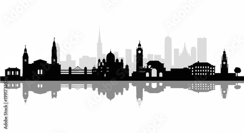 London city skyline silhouette Thames river UK capital.