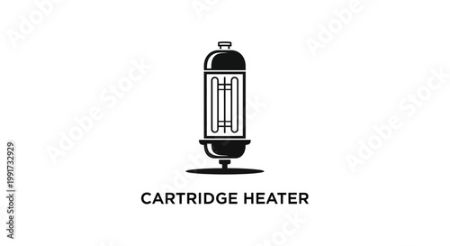 Black and white illustration of a cartridge heater isolated.
