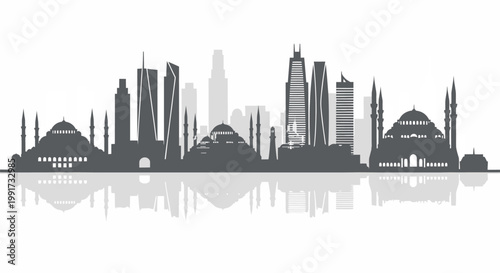 Dubai city skyline UAE silhouette modern architecture.
