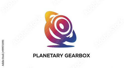 Abstract Planetary Gearbox Logo Design with Colorful Gradient and Modern Style.