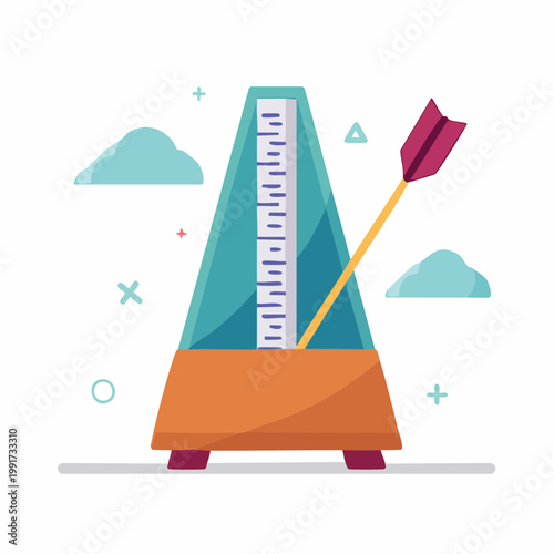 Metronome with Arrow and Clouds