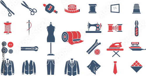Essential tools and garments for tailoring and formal wear Vector