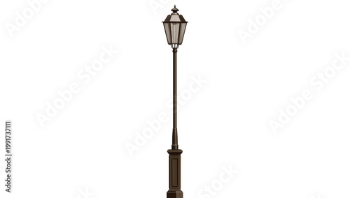 Fotografia Antique ornate metal street lamp with glass panels and decorative finial