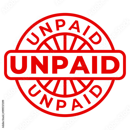 Red Unpaid isolated stamp, sticker, label vector illustration