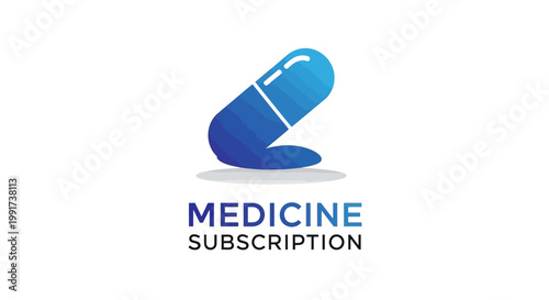Blue Capsule Medicine Logo Representing Healthcare and Pharmaceutical Services.
