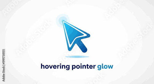 Blue Computer Cursor Pointing Upwards with a Glowing Effect.