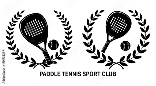 Elegant Paddle Tennis Sport Club Logo in Minimalist Vector Design