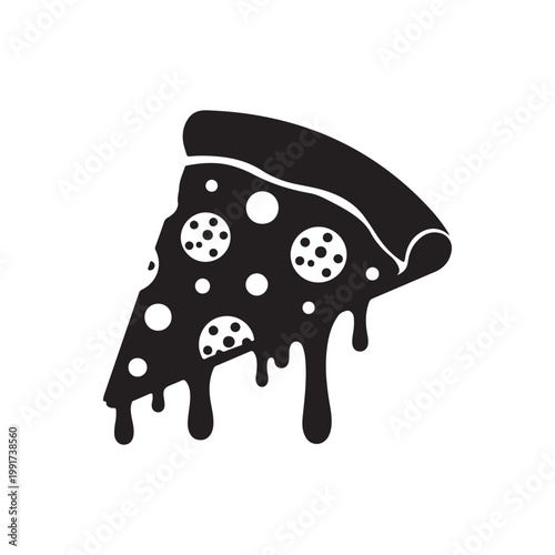 Melted pizza silhouette icon vector flat design