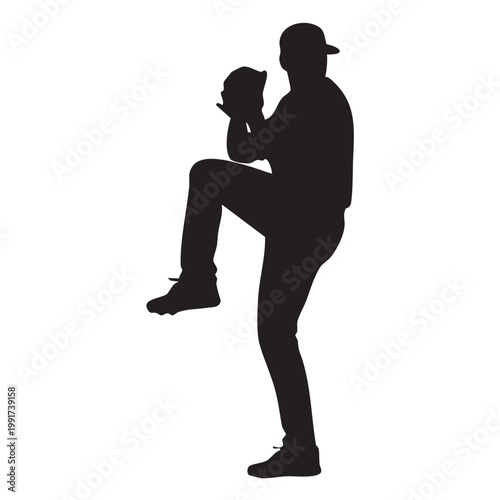 Baseball Pitcher Windup Preparation Silhouette Vector