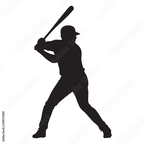 Baseball Batter Ready to Swing Silhouette