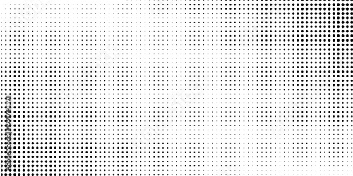 Grunge halftone gradient background. Faded grit noise texture. White and black sand wallpaper. Retro pixelated backdrop. Anime or manga style comic overlay. Vector graphic design textured template