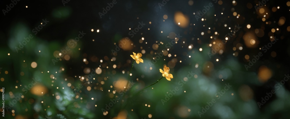 Fototapeta premium Delicate floating pollen grains evoke a dreamy atmosphere perfect for soft bokeh effects.