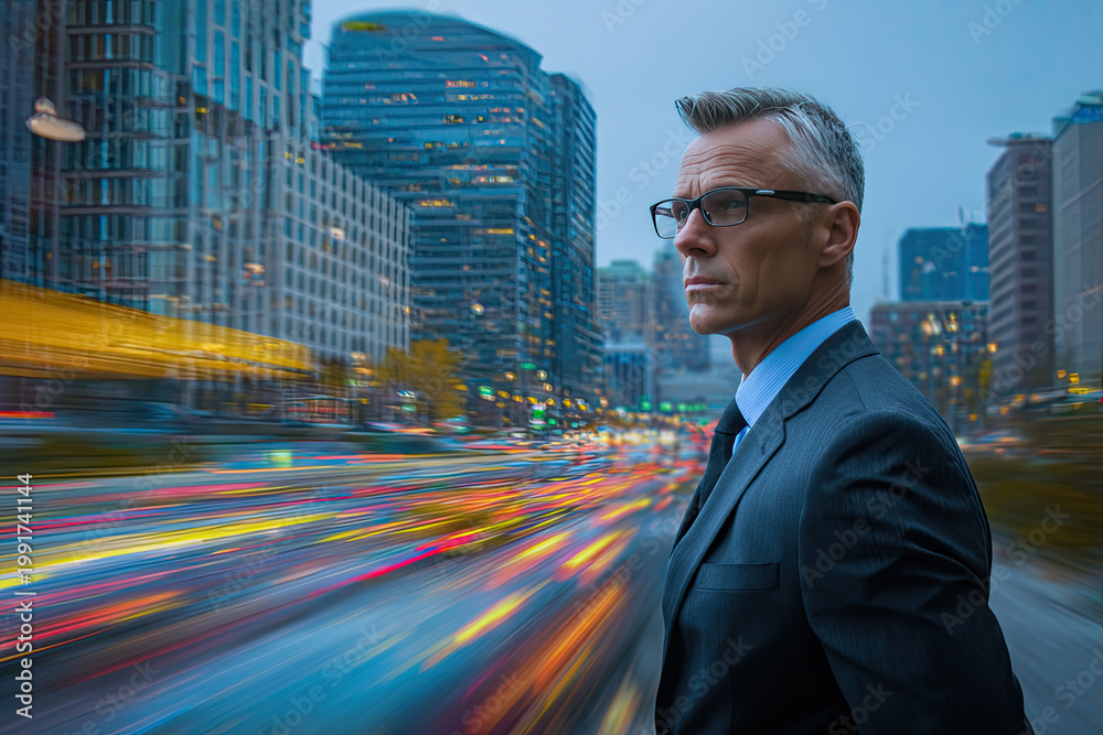 Fototapeta premium The insurance agent on city background 