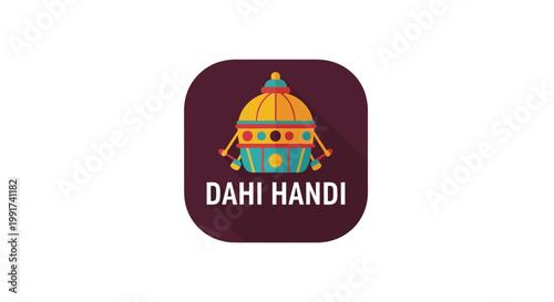 Dahi Handi icon featuring a decorative clay pot illustration for Janmashtami festival.