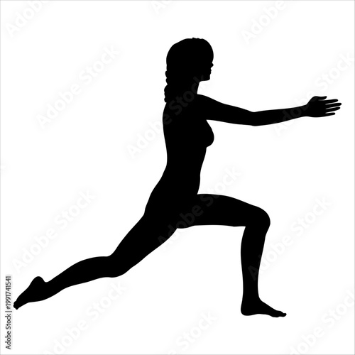Forward Lunge Reach Silhouette with Extended Arms in Dynamic Balance Training Pose
