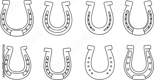 Foto Horseshoe Icon Set Good Luck Symbol Vector Illustration Collection EPS
