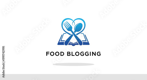 Creative Food Blogging Logo with Fork and Spoon Design.