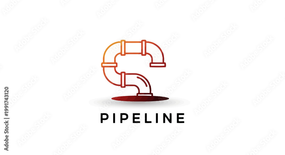 Obraz premium Creative Pipeline Logo Design - Modern Illustration of Plumbing System.