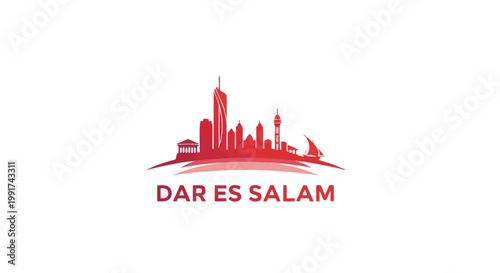 Dar es Salaam Skyline Silhouette - A Vibrant Cityscape Illustration.