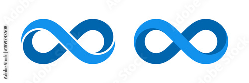 Blue colored infinity mobius strip flat sign isolated. Vector