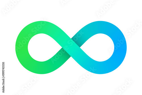 Green blue gradient infinity symbol isolated. Vector