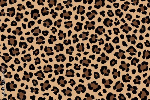 Tableau sur toile Fashion dark brown leopard seamless pattern. Vector