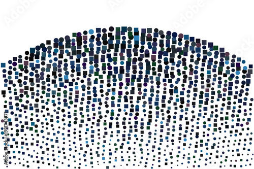Crowd, people, human, silhouette, dots, illustration, vector graphics, colorful, diverse, mass, gathering, abstract, social, community, population