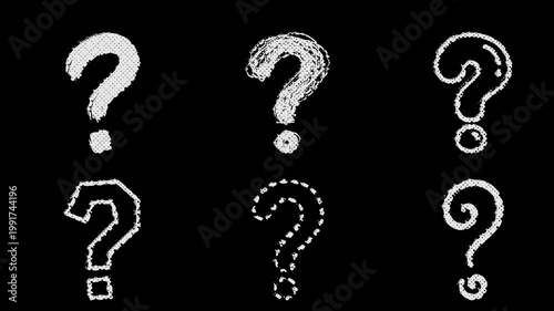 Dynamic stop motion animation question marks. Enhance your tutorials, educational videos, and social media content with these versatile grunge visual assets