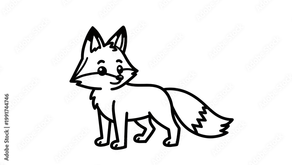 Fototapeta premium Cartoon stylized fox animal drawing side view