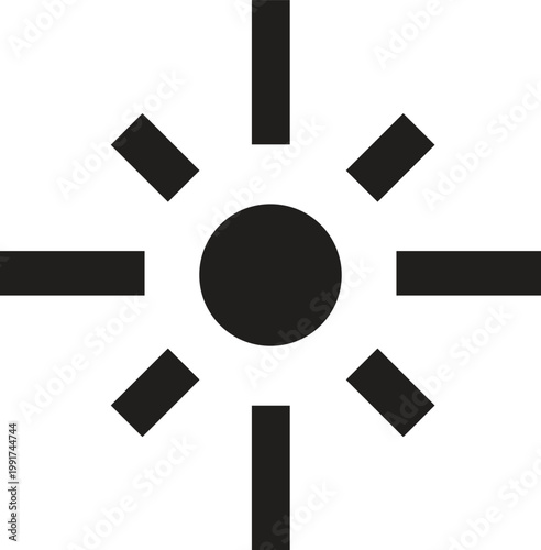 Bright sun light icon black color