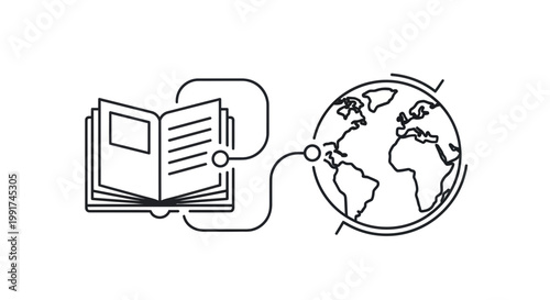 Global Education, World Learning, Book Icon, Geography Vector