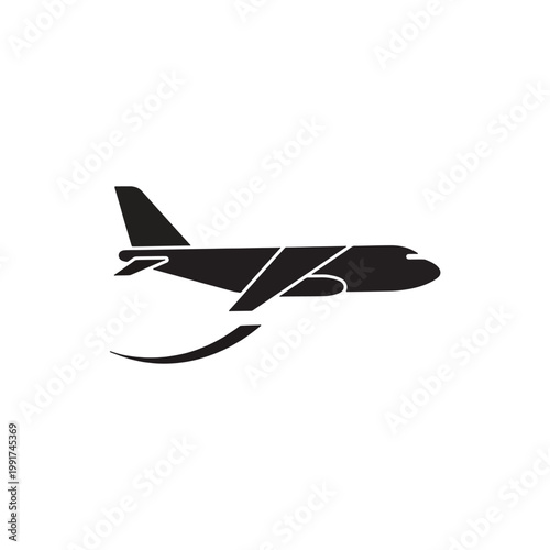 Black Cargo Airplane Silhouette Icon for Air Freight Logistics and International Shipping Concept on Transparent Background for Commercial Use