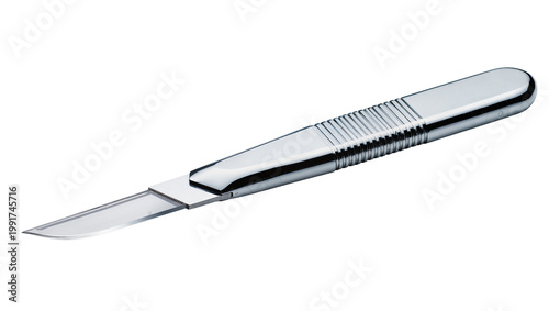 Fotografía Surgical stainless steel scalpel with sharp blade and ergonomic handle