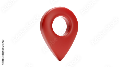 Photography Shiny red location marker with central circular void