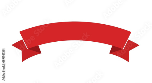 Red ribbon banner element for design.